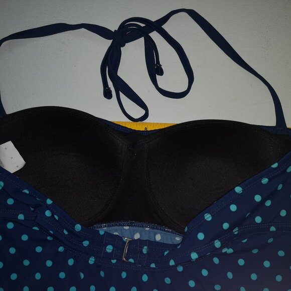 South Point Ladies Size 12 Navy with Teal Polka Dots Tankini Top - Picture 4 of 10